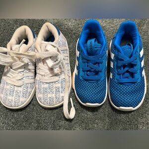 Adidas Kids Blue Mesh and White Pattern Sneakers